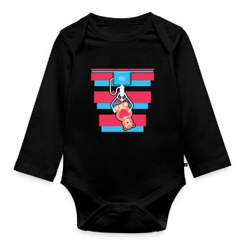 Cute Claw Machine Teddy Bear - Organic Longsleeve Baby Bodysuit - black - Front