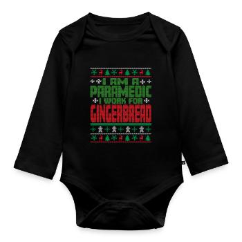 Paramedic Christmas quote - Organic Longsleeve Baby Bodysuit - black - Front