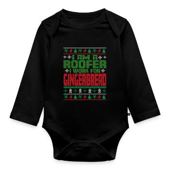 Roofer Christmas Saying - Organic Longsleeve Baby Bodysuit - black - Front