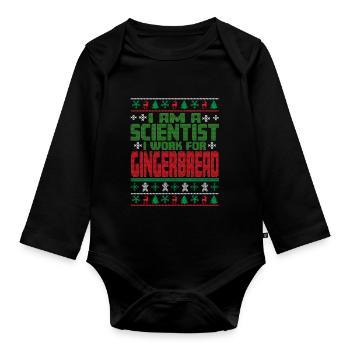 Scientists Christmas Saying - Organic Longsleeve Baby Bodysuit - black - Front