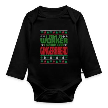 Workers' Christmas Slogan - Organic Longsleeve Baby Bodysuit - black - Front