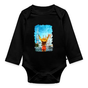 Lüneburg Illustration Frau Altstadt - Body Bébé bio manches longues - noir - Devant
