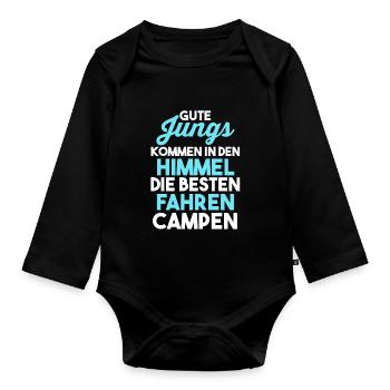 Wohnmobil Wohnwagen Caravan Camper Camping - Baby Bio-Langarm-Body - Schwarz - Vorne