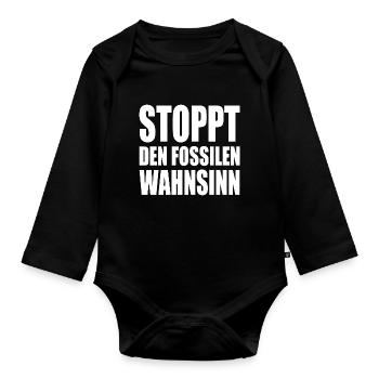 Stoppt den fossilen wahnsinn - Baby Bio-Langarm-Body - Schwarz - Vorne