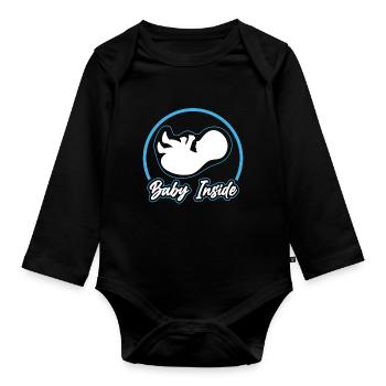 Baby Inside Baby Inside Announcement Pregnant - Organic Longsleeve Baby Bodysuit - black - Front