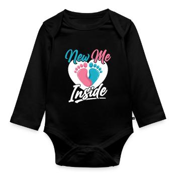 The New Me Inside Pregnant Baby Inside Cute - Organic Longsleeve Baby Bodysuit - black - Front