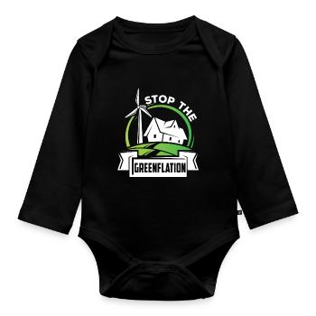 Stop Greenflation Inflation Énergie verte - Body Bébé bio manches longues - noir - Devant