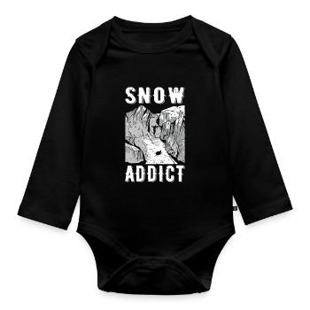 Skifahrer Skifahren Alpin Schnee süchtig Skifahren - Baby Bio-Langarm-Body - Schwarz - Vorne