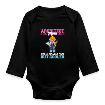 Architecte Maman comme une maman régulière mais plus cool - Body Bébé bio manches longues - noir - Devant