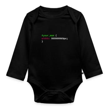Code de codage des développeurs de programmeurs Web et CSS - Body Bébé bio manches longues - noir - Devant