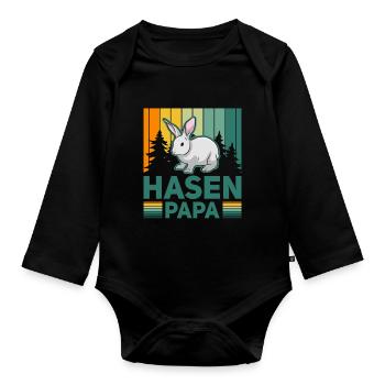 Kaninchen Häschen Papa Hasen - Baby Bio-Langarm-Body - Schwarz - Vorne