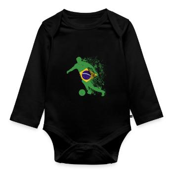 Nationalmannschaft Brasilien Fußball Weltmeister - Baby Bio-Langarm-Body - Schwarz - Vorne