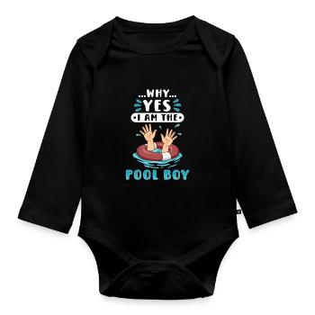 Schwimmer Scuba Diving Pool Boy Wassersport - Baby Bio-Langarm-Body - Schwarz - Vorne