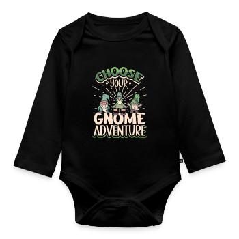 Garden Gnomes Gnome Lover Funny Gnome Gardening - Organic Longsleeve Baby Bodysuit - black - Front