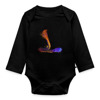 Farbenfrohe Kobra - Baby Bio-Langarm-Body - Schwarz - Vorne