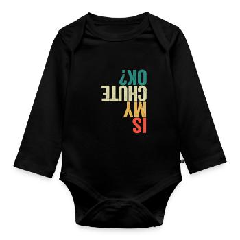 Ist mein Fallschirm in Ordnung Lustig Fallschirm - Baby Bio-Langarm-Body - Schwarz - Vorne