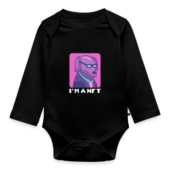 Je suis un NFT Crypto Blockchain Art - Body Bébé bio manches longues - noir - Devant