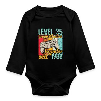 Level 35 freigeschaltet legendär seit 1988 - Baby Bio-Langarm-Body - Schwarz - Vorne