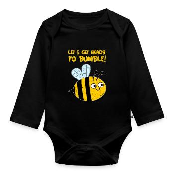 Préparons-nous à malmener! Jeu de mots mignon - Body Bébé bio manches longues - noir - Devant
