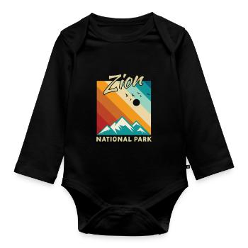 Zion National Park Utah Wandern Camping Outdoor - Baby Bio-Langarm-Body - Schwarz - Vorne