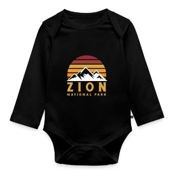 Parc national de Zion Utah Randonnée Camping en plein air - Body Bébé bio manches longues - noir - Devant