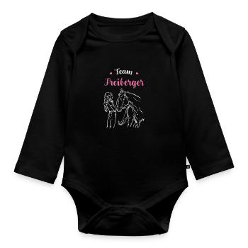 Freiberger I Pony Horse Dictant Motif pour cavalier - Body Bébé bio manches longues - noir - Devant