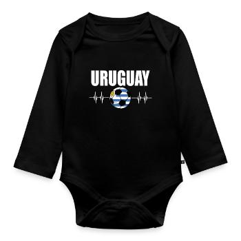 Uruguay Football - Organic Longsleeve Baby Bodysuit - black - Front