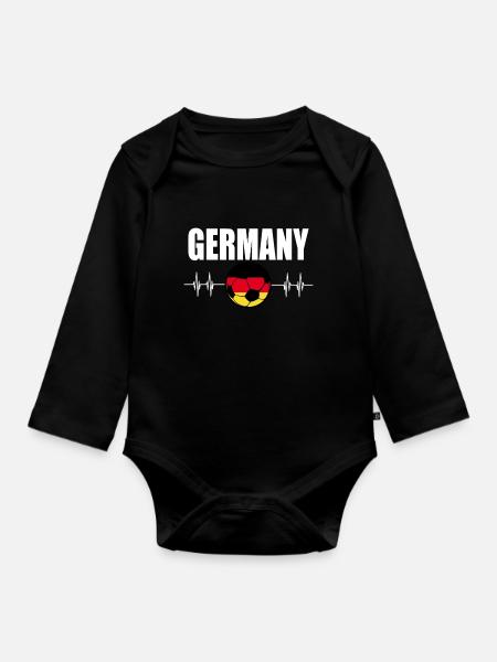 Deutschland Fußball - Baby Bio-Langarm-Body - Schwarz
