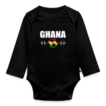 Ghana Football - Body Bébé bio manches longues - noir - Devant