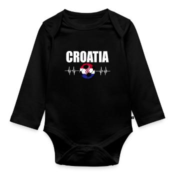 Croatia Football - Organic Longsleeve Baby Bodysuit - black - Front