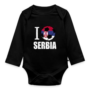 Serbia Football - Organic Longsleeve Baby Bodysuit - black - Front