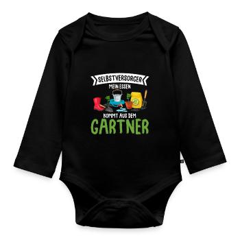 Selbstversorger Gemüseanbau Garten Schrebergarten - Baby Bio-Langarm-Body - Schwarz - Vorne