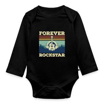 Guitar Retro Guitarist Rock Guitar Musician Singer - Organic Longsleeve Baby Bodysuit - black - Front