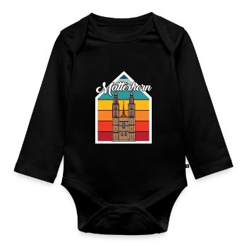 Cervin Suisse Zermatt Alpes souvenir ski montagne - Body Bébé bio manches longues - noir - Devant