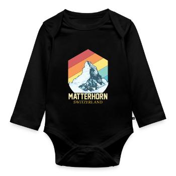 Matterhorn Alpes Suisse Souvenir Zermatt Ski - Body Bébé bio manches longues - noir - Devant