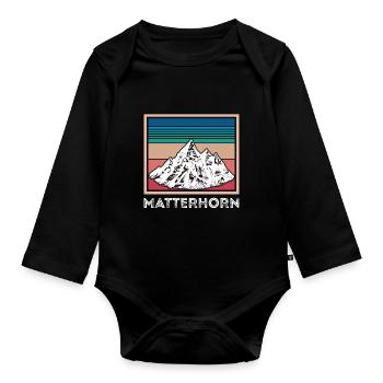 Alpen Cervin Suisse Souvenir Ski Zermatt Skif - Body Bébé bio manches longues - noir - Devant