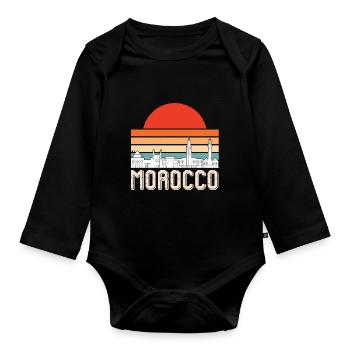 Maroc Skyline Afrique Gibraltar Souven marocain - Body Bébé bio manches longues - noir - Devant
