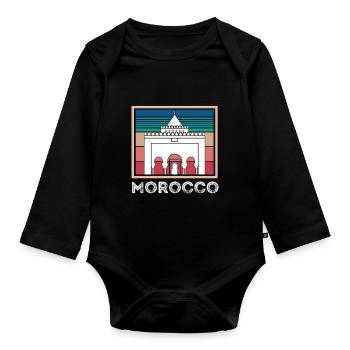 Souvenir Marokko Skyline Afrika Gibraltar Marokkan - Baby Bio-Langarm-Body - Schwarz - Vorne