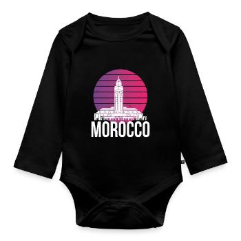 Marokkaner Stadt Marokko Skyline Afrika Gibraltar - Baby Bio-Langarm-Body - Schwarz - Vorne
