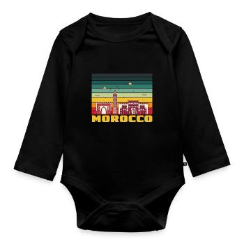 Afrique Maroc Skyline Souvenir Africain Maroc - Body Bébé bio manches longues - noir - Devant