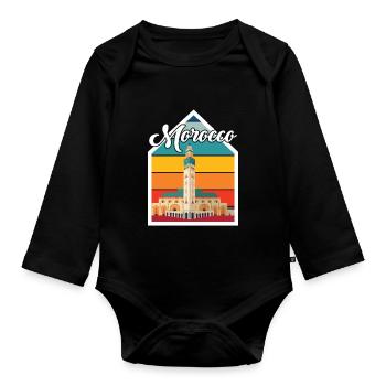 Afrique Souvenir Maroc Skyline Marok africain - Body Bébé bio manches longues - noir - Devant