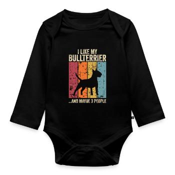Bull Terrier Chiens cadeaux - Body Bébé bio manches longues - noir - Devant