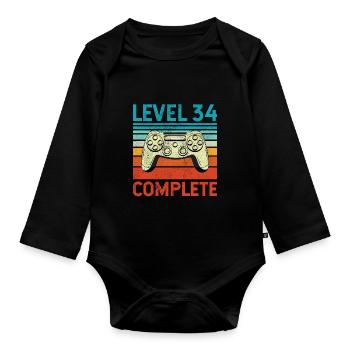 Niveau 34 Terminé - Body Bébé bio manches longues - noir - Devant