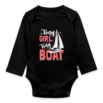 Little Girl Small Boat Sailing School Baltic Sea - Organic Longsleeve Baby Bodysuit - black - Front