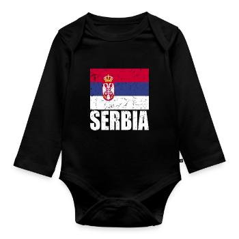 Drapeau de la Serbie - Body Bébé bio manches longues - noir - Devant