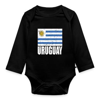 Uruguay Flag - Organic Longsleeve Baby Bodysuit - black - Front
