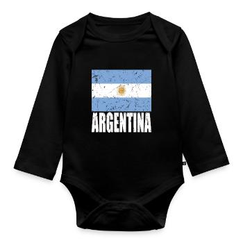 ARGENTINA flag - Organic Longsleeve Baby Bodysuit - black - Front