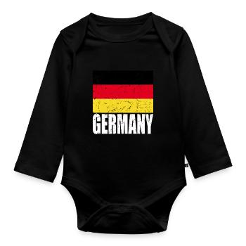 Germany Flag - Organic Longsleeve Baby Bodysuit - black - Front