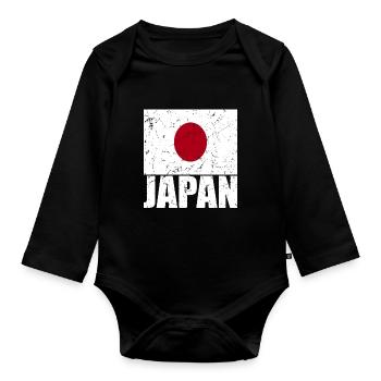 Drapeau du Japon - Body Bébé bio manches longues - noir - Devant