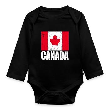 Drapeau du Canada - Body Bébé bio manches longues - noir - Devant